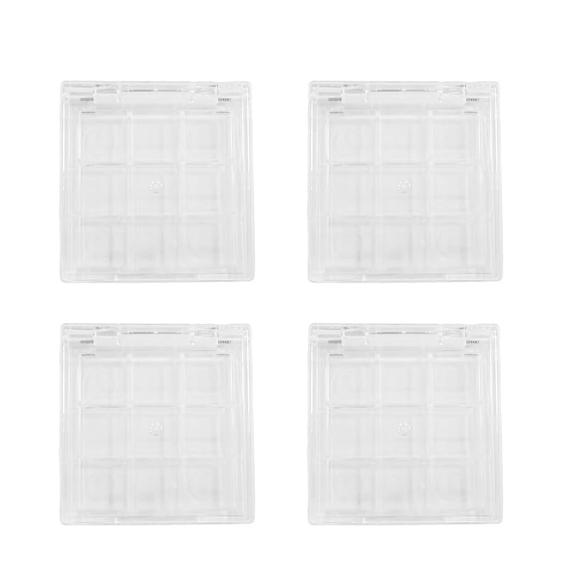 4-Pack 9-Grid Empty Makeup Palette Case - Clear Portable Cosmetic Organizer
