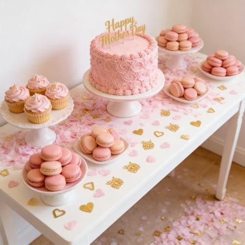 Pink and Gold Heart Confetti - 100 Pieces for Bridal Shower & Engagement