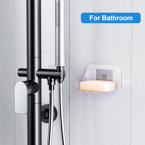 FEPTUASE 2-Pack Acrylic Soap Dishes with Self-Draining Design, No Drilling Wall Mount