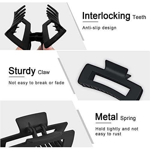 MAORULU Large Hair Claw Clip for Thick Hair - Matte Black Jaw Clip