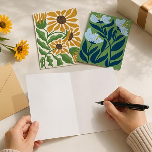 24-Pack Floral Greeting Cards Set with Envelopes & Stickers, 4x6 Inch