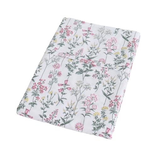 Queen Size Cotton Pillowcases Set of 2 - Botanical Print, Soft & Machine Washable
