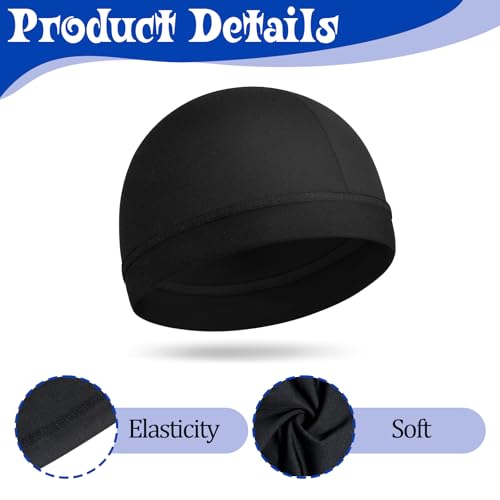 4 Pcs Wave Cap,Polyester Silk Skull Cap Breathable Helmet Liner Wave Caps for 360 540 723 Waves,Black