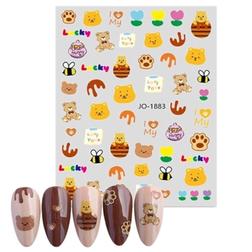 Cute Nail Stickers for Kids 6 Sheets Self Adhesive Decals Animals Fruits