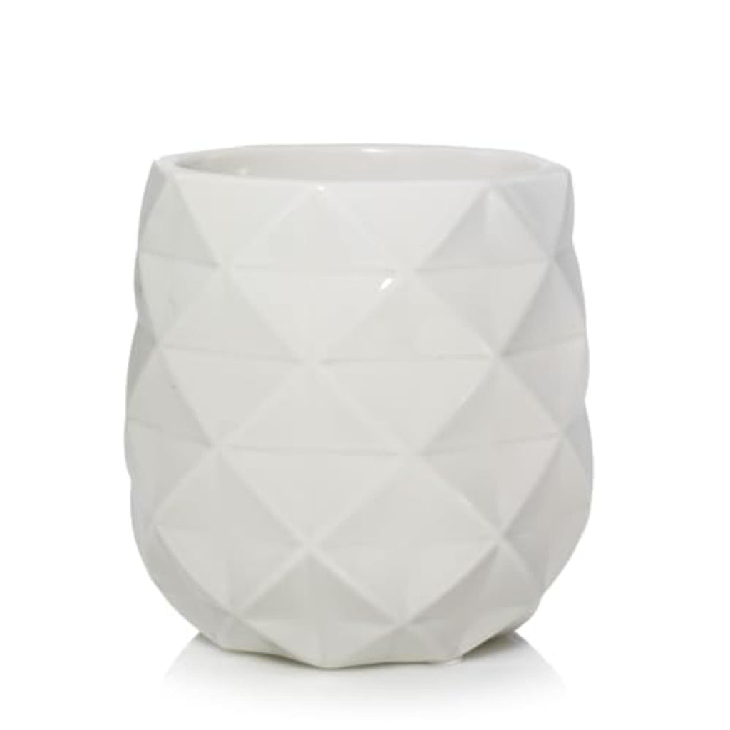Yankee Candle Langham Collection Scenterpiece Wax Warmer with Auto Timer, White, Multi-Faceted Ceramic, 6-Foot Power Cord