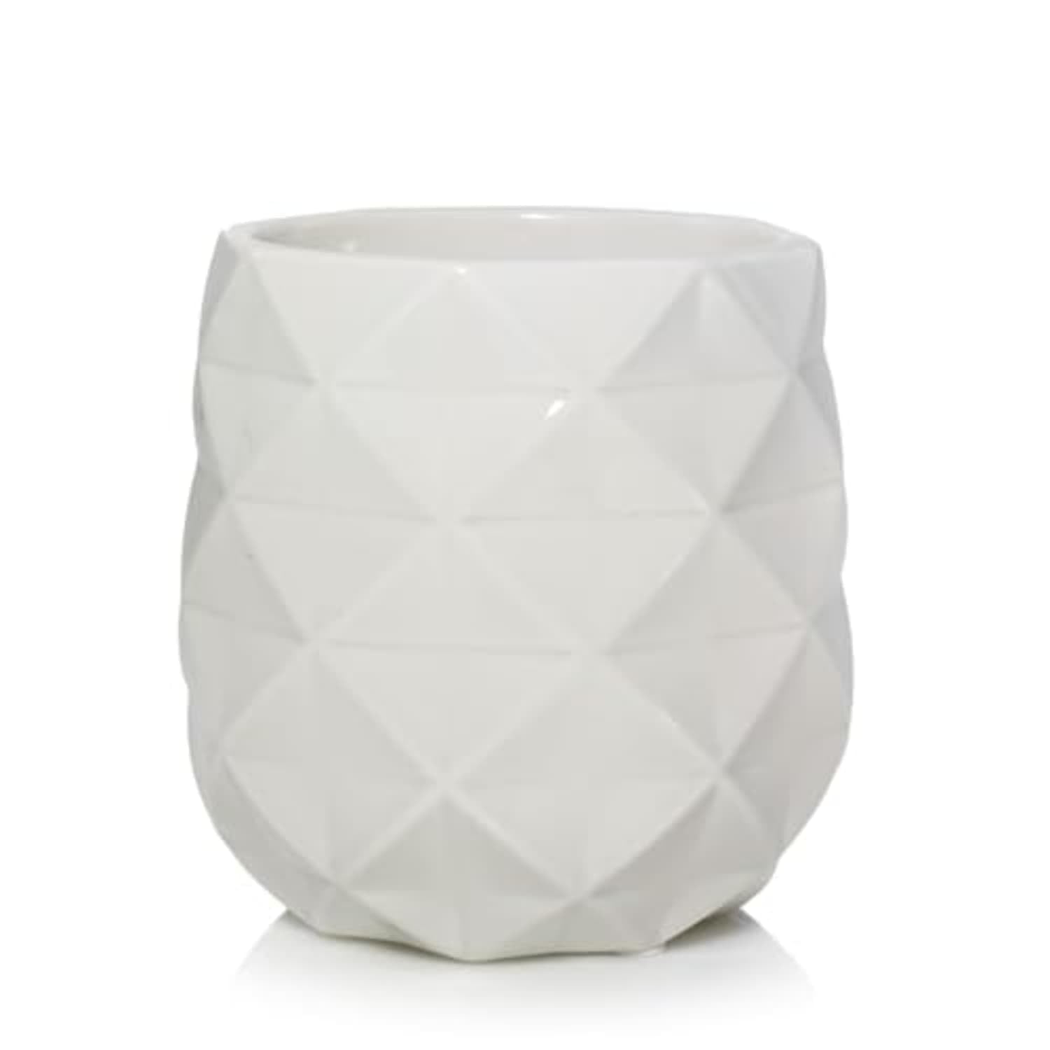 Yankee Candle Langham Collection Scenterpiece Wax Warmer with Auto Timer, White, Multi-Faceted Ceramic, 6-Foot Power Cord