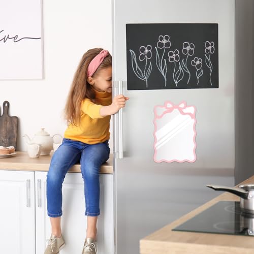 FYSUIMU Pink Bow Acrylic Wall Mirror - 5.5x7.5 Inch Self-Adhesive