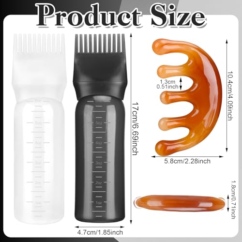 ProSuites 2 Pack 6 oz Root Comb Applicator Bottle for Hair Oil & Dye