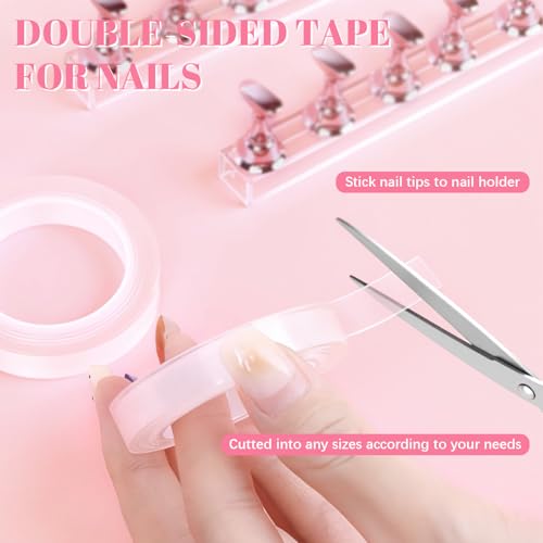 JUSTOTRY Pink Magnetic Nail Practice Stand Holder Kit for Press Ons