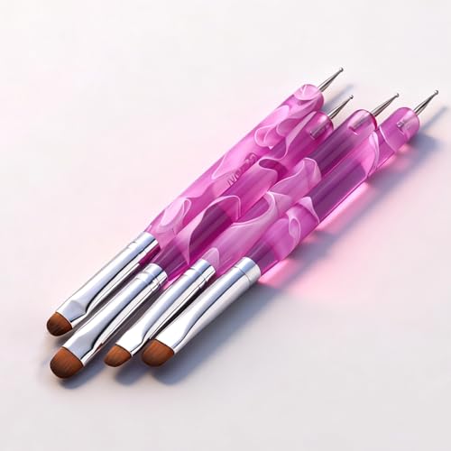 Gemsanva 4PCS Double-Ended Nail Art Brushes and Dotting Tools Set