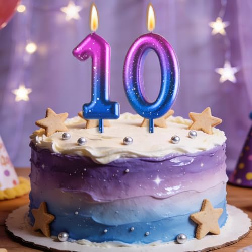 Purple and Pink Number 3 Birthday Candle for Girls