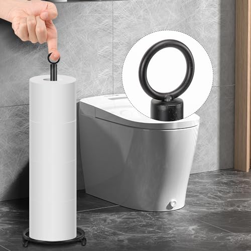 Siyzda Matte Black Toilet Paper Holder Stand - Rustproof Tissue Roll Organizer for Bathroom & Kitchen