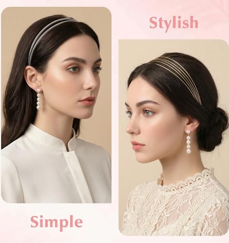 Metal Headbands 2-Pack - Thin Wire Minimalist Hair Accessories