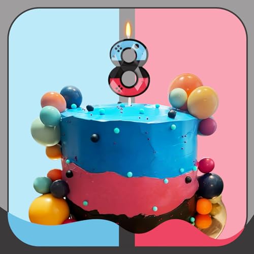 Number 8 Gaming Birthday Candle with Controller Design