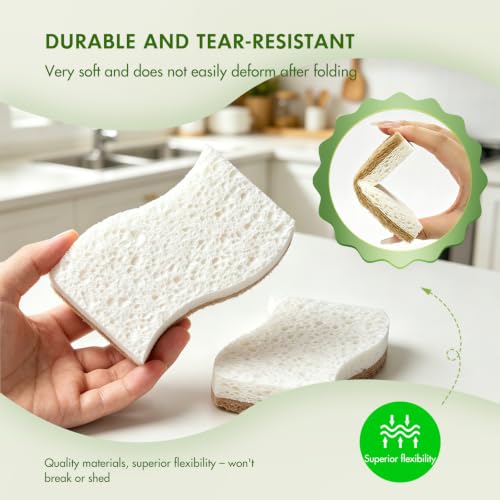 SetSail Biodegradable Kitchen Sponges - 12 Pack Eco-Friendly Dish Cleaners