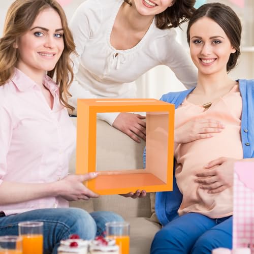 Orange Card Box with Clear Window for Weddings & Events - 9x9x5in