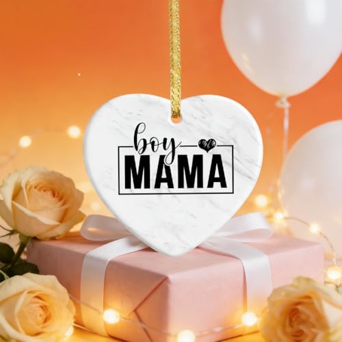 Boy Mama Ceramic Ornament Gift Set for New Moms - Marble Design