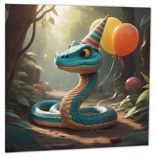 Luxury Snake Birthday Card - 145mm x 145mm - Eco-Friendly