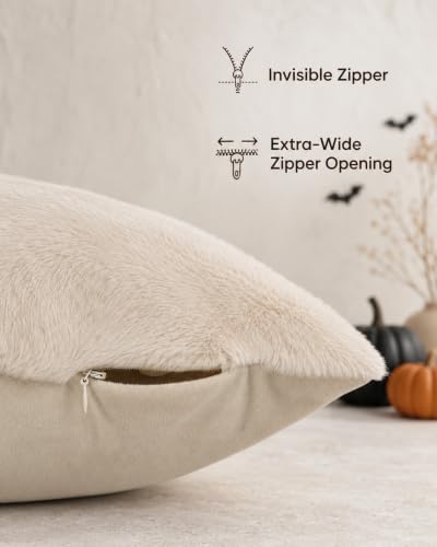 Faux Rabbit Fur Halloween Pillow Covers - Vintage Ghost Designs
