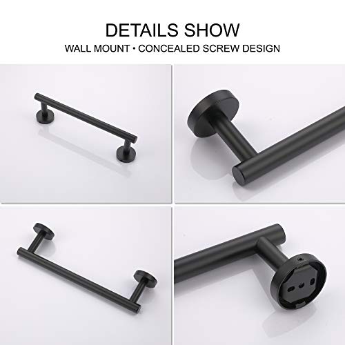 TASTOS 12 Inch Matte Black Towel Bar, SUS 304 Stainless Steel Towel Holder