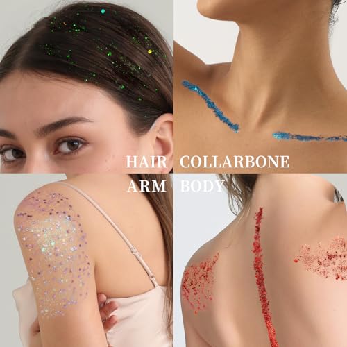 FANDAMEI Face Glitter Gel Palette - 18 Colors Body and Hair Glitter