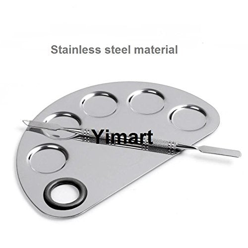 Yimart Stainless Steel Makeup Mixing Palette with Spatula and 5 Wells