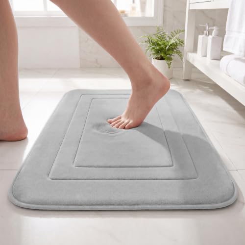Cupic Cupid Memory Foam Bath Mat, Non-Slip Bathroom Rug, Gray 20" x 32"