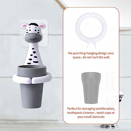 SooGree Kids Toothbrush Holder with Cup - Wall-Mounted Animal Design