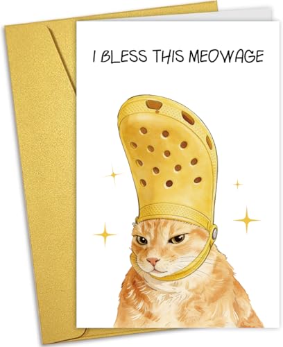 Funny Pope Cat Meme Wedding Card #2 - Humorous Engagement Card for Cat Lovers