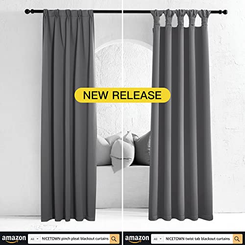 NICETOWN Grey Blackout Curtains - 34" x 45" Thermal Insulated Drapes, 2 Panels