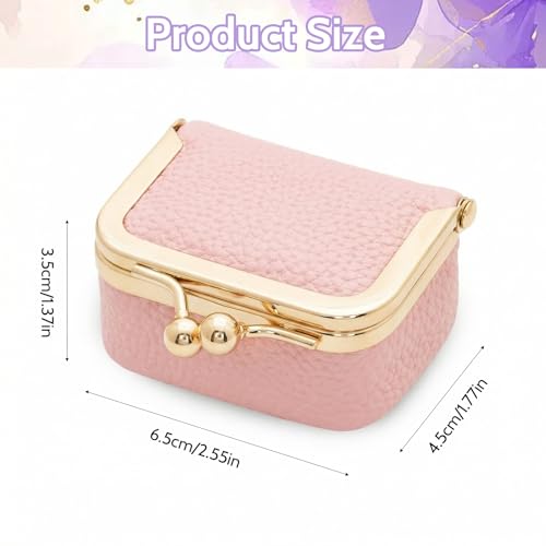 Vintage Mini Jewelry Box - Portable Leather Organizer with Kiss Lock