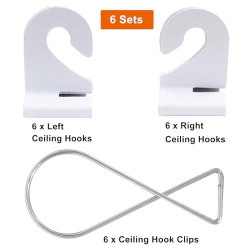 Biaungdo 6 Pairs Heavy-Duty White Drop Ceiling Hooks with Clips