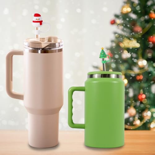 Christmas Silicone Straw Covers for Stanley 30/40 Oz Cups - 4 Pcs