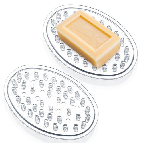 2-Pack Self-Draining Plastic Soap Holder for Kitchen & Bathroom