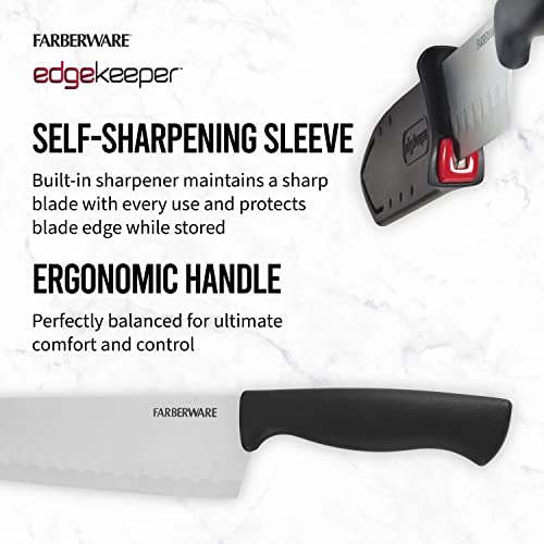 Farberware Edgekeeper 5-Inch Santoku Knife - Self-Sharpening, Black