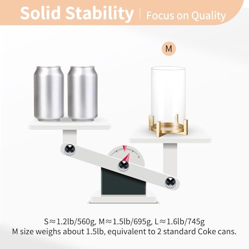Gold Pillar Candle Holders Set of 3 - Hurricane Glass Candle Stands with Sleeve