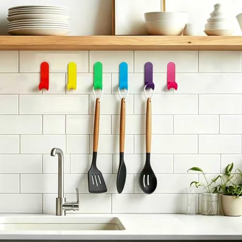 NewTalent 6-Pack Colorful Adhesive J Hooks for Home Organization