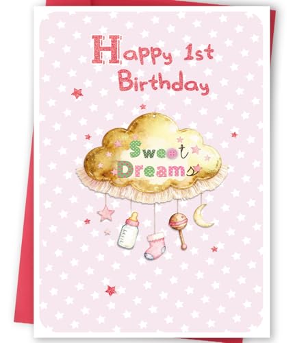 Happy 1st Birthday Card for Girl - Special Gift from Parents