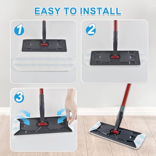 Yuunaie Microfiber Mop Replacement Pads for O-Cedar H2prO Flat Mop - 4 Pack, Reusable & Machine Washable