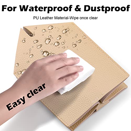 Beige PU Leather Tissue Box Cover Holder for Home & Office
