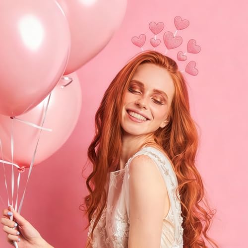 Pink Glitter Heart Headband for Valentine's Day Party Hair Accessories