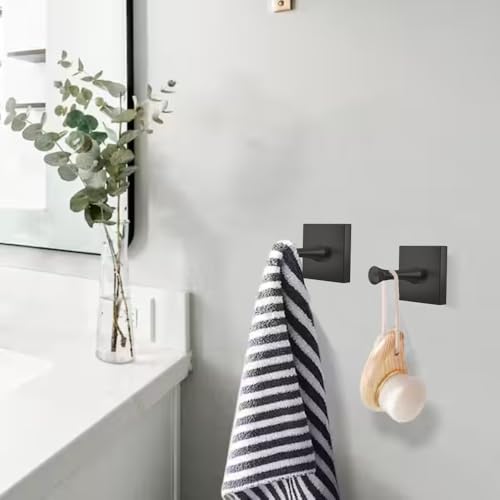 DGYB Matte Black Stainless Steel Shower & Bathroom Towel Hooks Set of 2