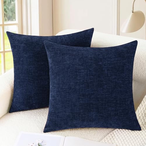 CaliTime Navy Blue Throw Pillow Covers 18x18 Inches - Set of 2