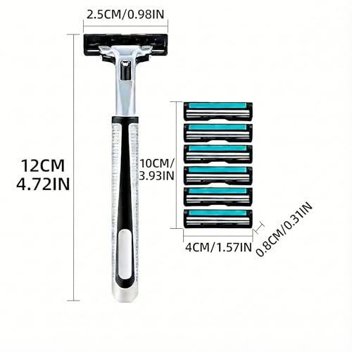 BOROLA Men Shaving Razor Set with Dual-Layer Blades, 6 Refills and Case