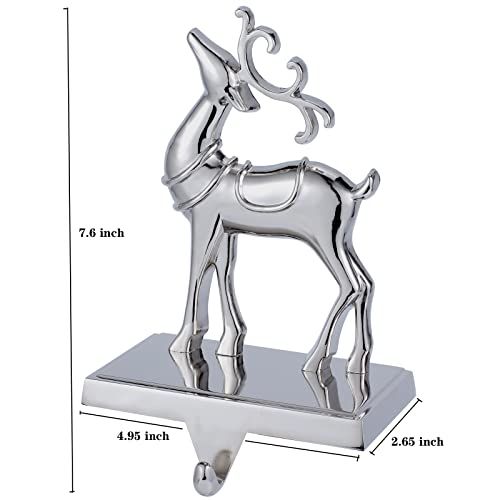 Christmas Stocking Holders Set of 4 - Reindeer & Sleigh Design for Fireplace Mantel