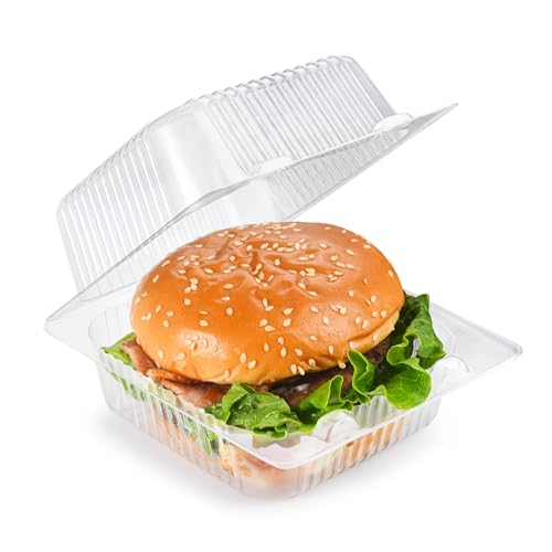 50 Heavy Duty Clear Clamshell Food Containers with Lids
