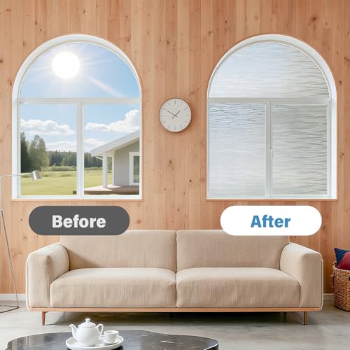 Finnez Frosted Window Privacy Film, Line Pattern Static Cling, 17.5 x 78.7 In