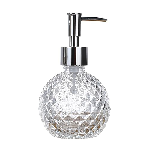 Clear Glass Soap Dispenser 7.4oz with Silver Pump - Stylish Bathroom & Kitchen Accessory