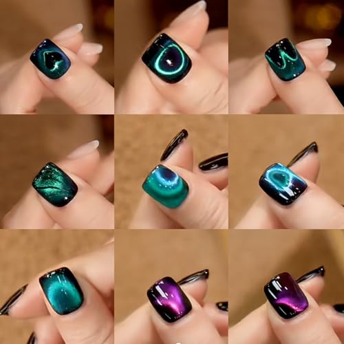 ESUOHYM 3-in-1 Cat Eye Nail Magnet Set with Square Magnet and Paper Clips for DIY Nail Art