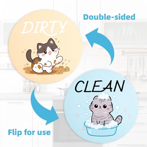 Funny Cat Dishwasher Magnet Sign - Double-Sided Clean/Dirty